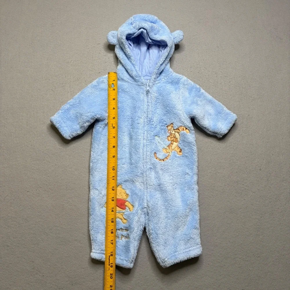 Disney Fleece Pram Unisex 0-3M Blue Winnie‎ the Pooh Vintage Hooded Bunting Suit